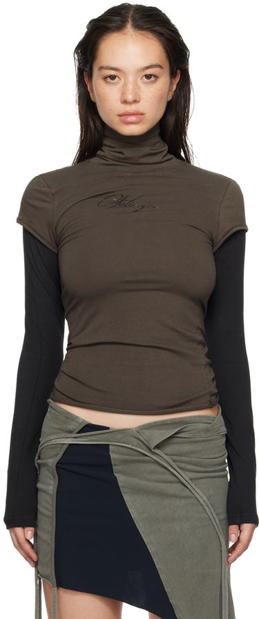 Sveter Ottolinger Ottolinger Layered Logo Turtleneck Top Hnedá | 1150301521, 0