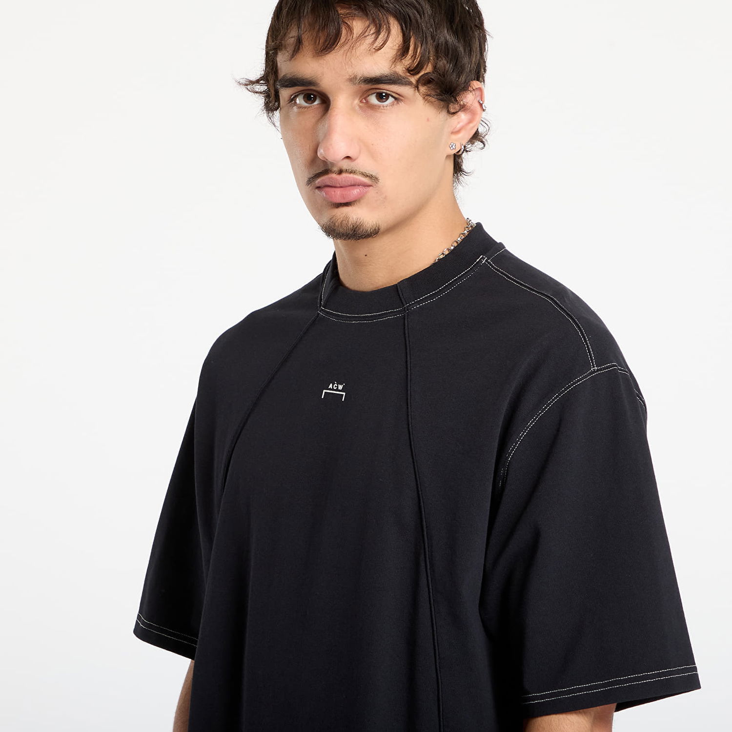 Tričko A-COLD-WALL* Millbank Short Sleeve T-shirt with Exposed Stitching Čierna | ACWMTS230 Black, 1