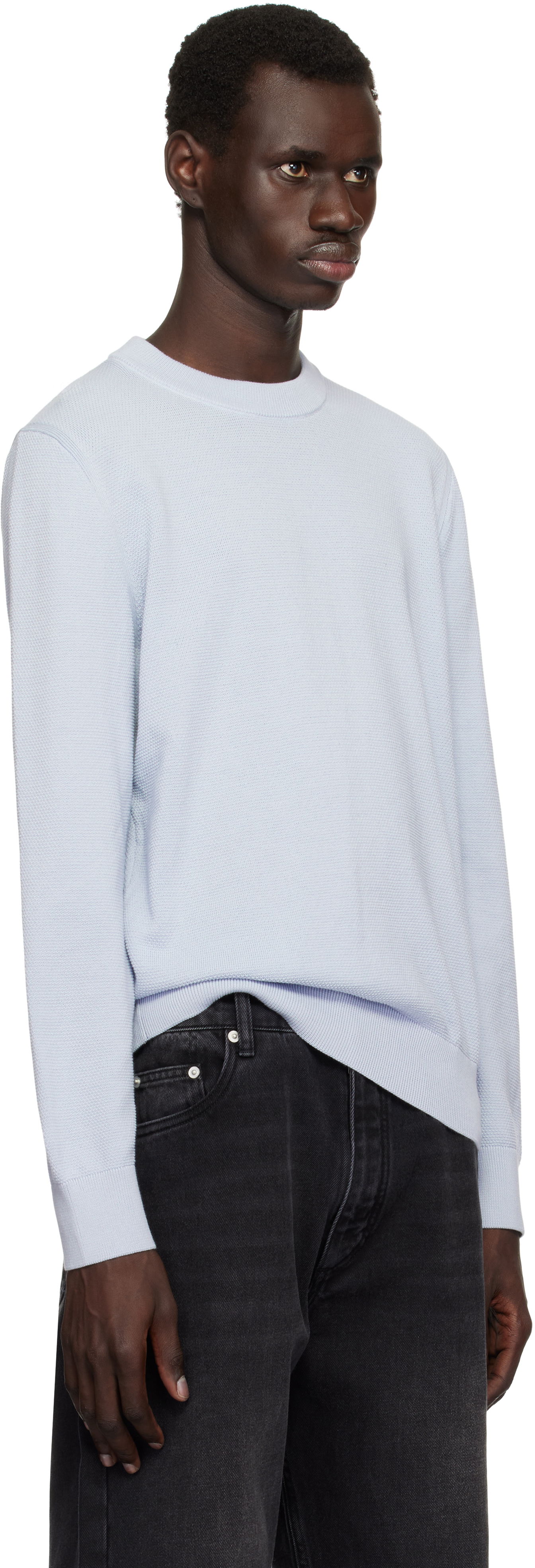 Sveter BOSS BOSS Micro-Structured Cotton Sweater Modrá | 50506022, 1