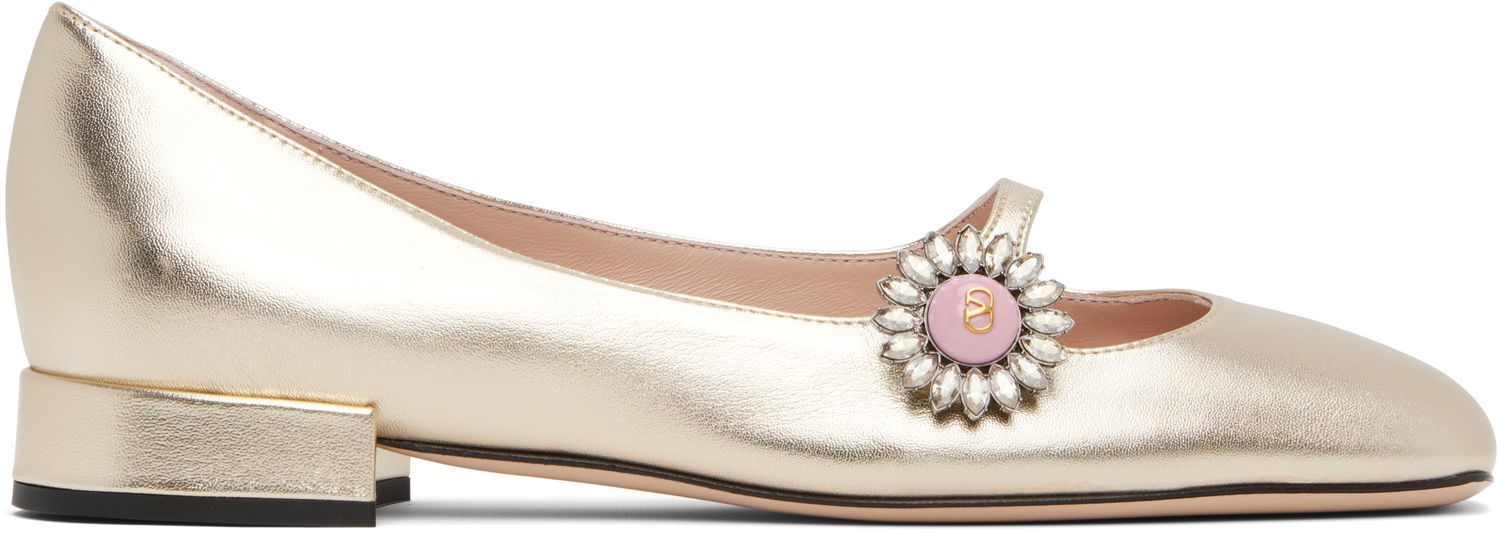 Tenisky a topánky Valentino Valentino Garavani Mary-Jane Ballerina Flats with Crystal Embellishment Metalická | 6W2S0LL7RKP, 0