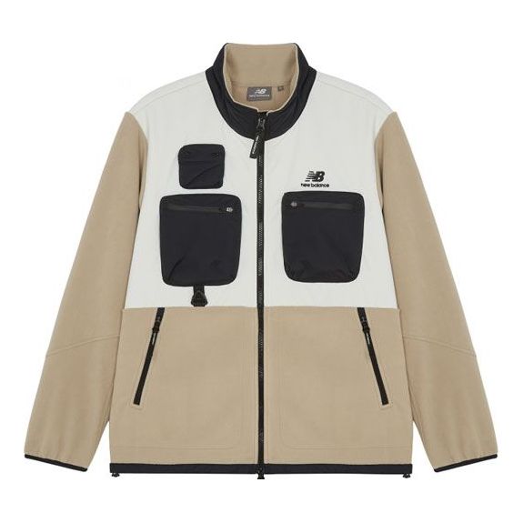 Sveter New Balance Colorblock Stand Collar Polar Fleece Jacket Béžová | 6DB42133-DB