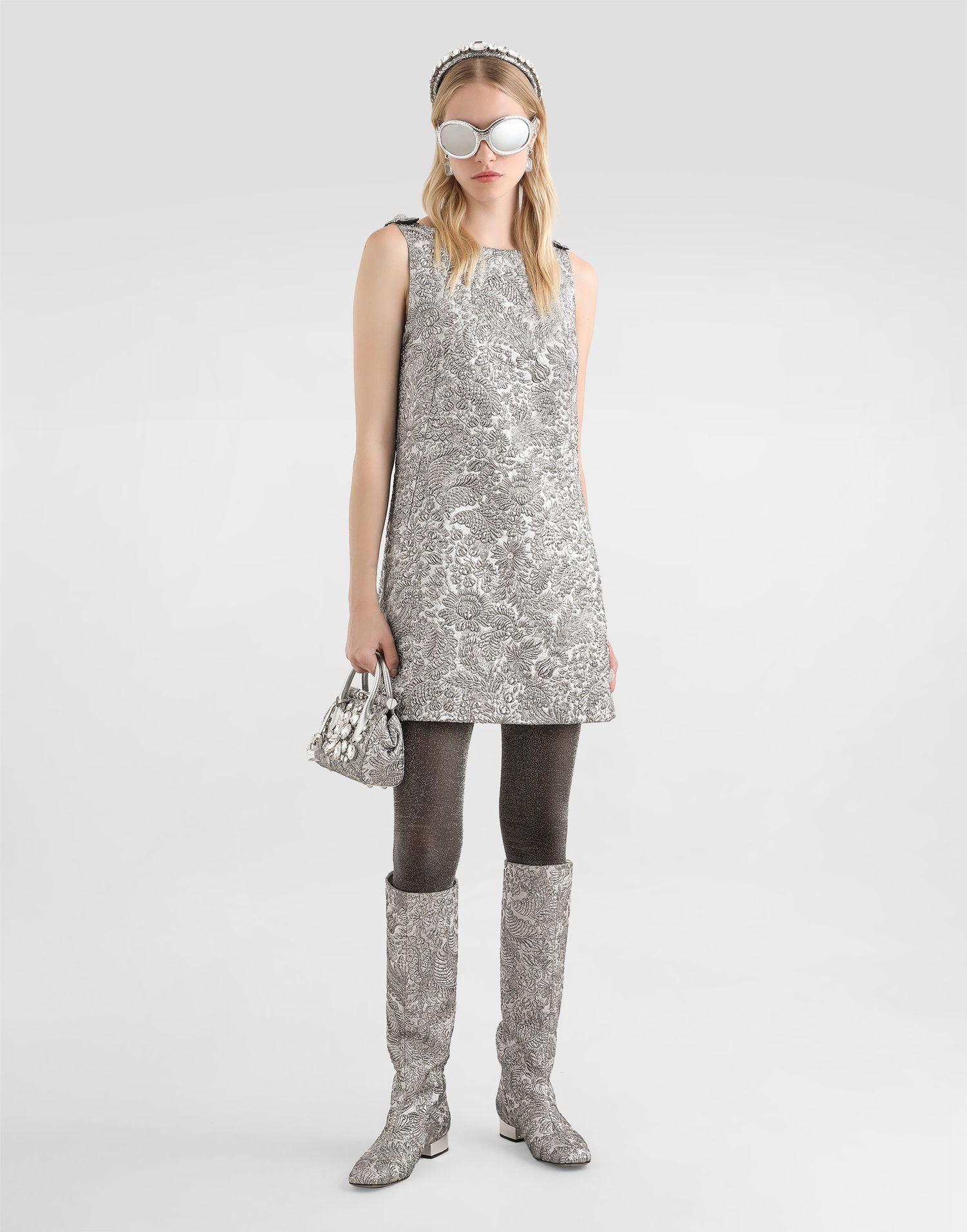 Šaty Dolce & Gabbana Dolce & Gabbana Floral Jacquard Dress Metalická | F6TMLZFJZALS0998, 1