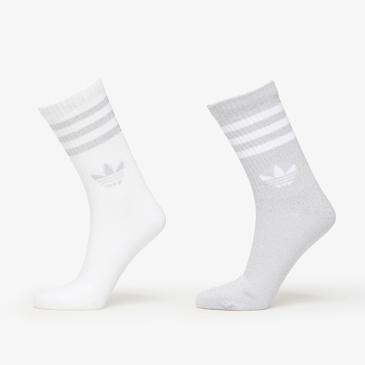 Ponožky adidas Originals adidas 3-Stripes Glitter Crew Socks 2-Pack Šedá | JX5204, 0