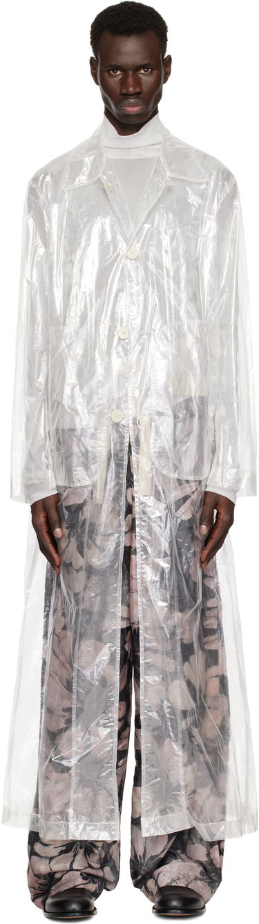 Pláštenka Dries Van Noten Dries Van Noten Transparent Nylon Long Coat Biela | 251-020213-1257, 0