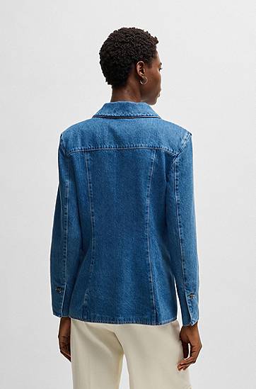 Bunda BOSS Slim-Fit Selvedge Denim Blazer Modrá | 50532532, 1