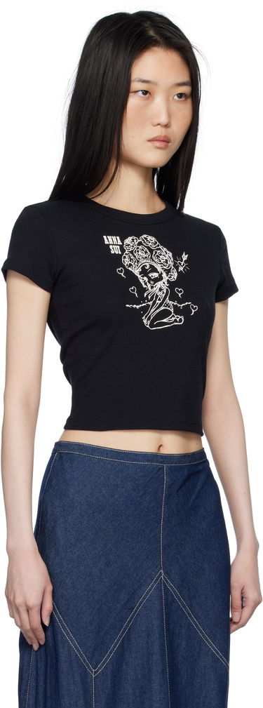 Crop Top Anna Sui Crewneck Beach Girl Graphic Cropped T-Shirt Biela | T1025B1, 4