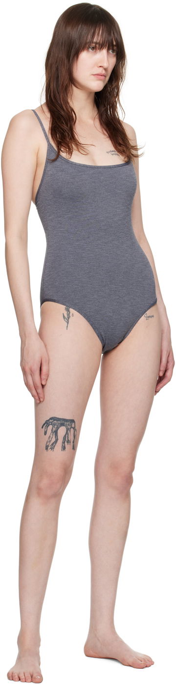 Plavky TOTEME TOTEME Square Neck One-Piece Swimsuit Šedá | 243-WSW1031-FB0236, 3