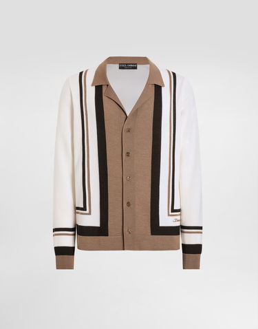 Sveter Dolce & Gabbana Dolce & Gabbana Embroidered Striped Wool Cardigan Rôznofarebný | GXV35ZJFMDUW8277, 0