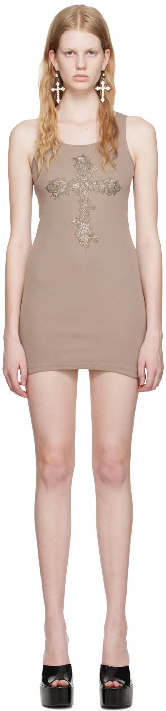 Šaty Blumarine Embroidered Mini Dress Hnedá | P344A034A, 0