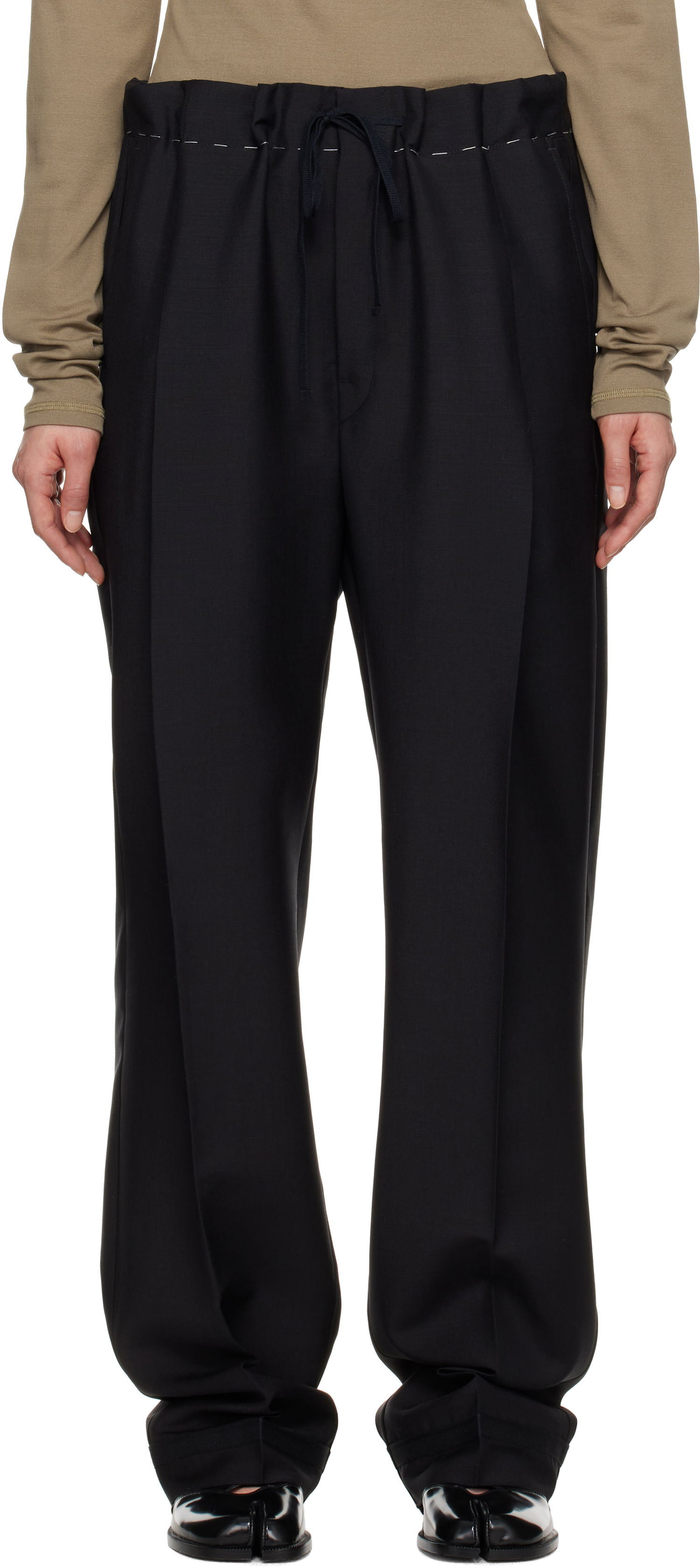 Nohavice Maison Margiela Maison Margiela Wool Mohair Drawstring Trousers Čierna | S51KA0602 M35301, 0