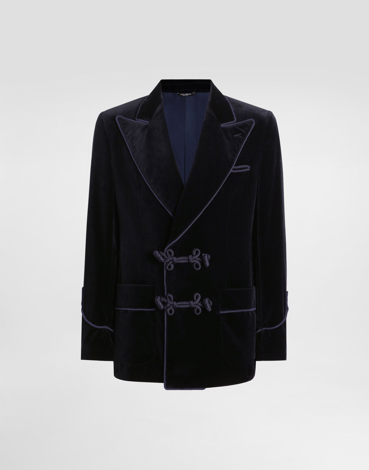 Bunda Dolce & Gabbana Double-breasted Sicilia-light Jacket In Smooth Velvet Navy | G2VQ4TFUVG7B0665, 0