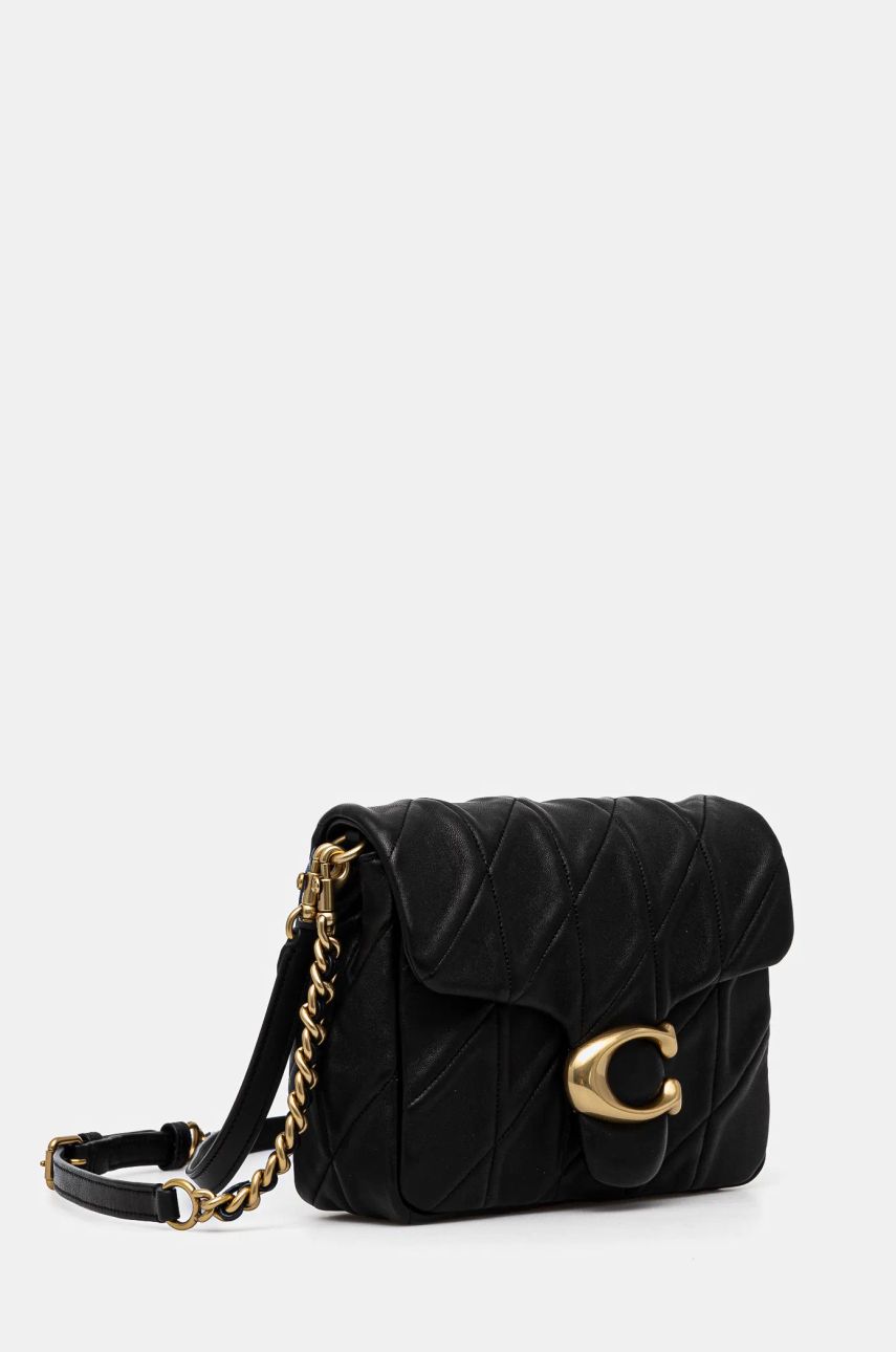 Taška cez rameno Coach Black Leather Shoulder Bag With Chain Čierna | CW629, 1
