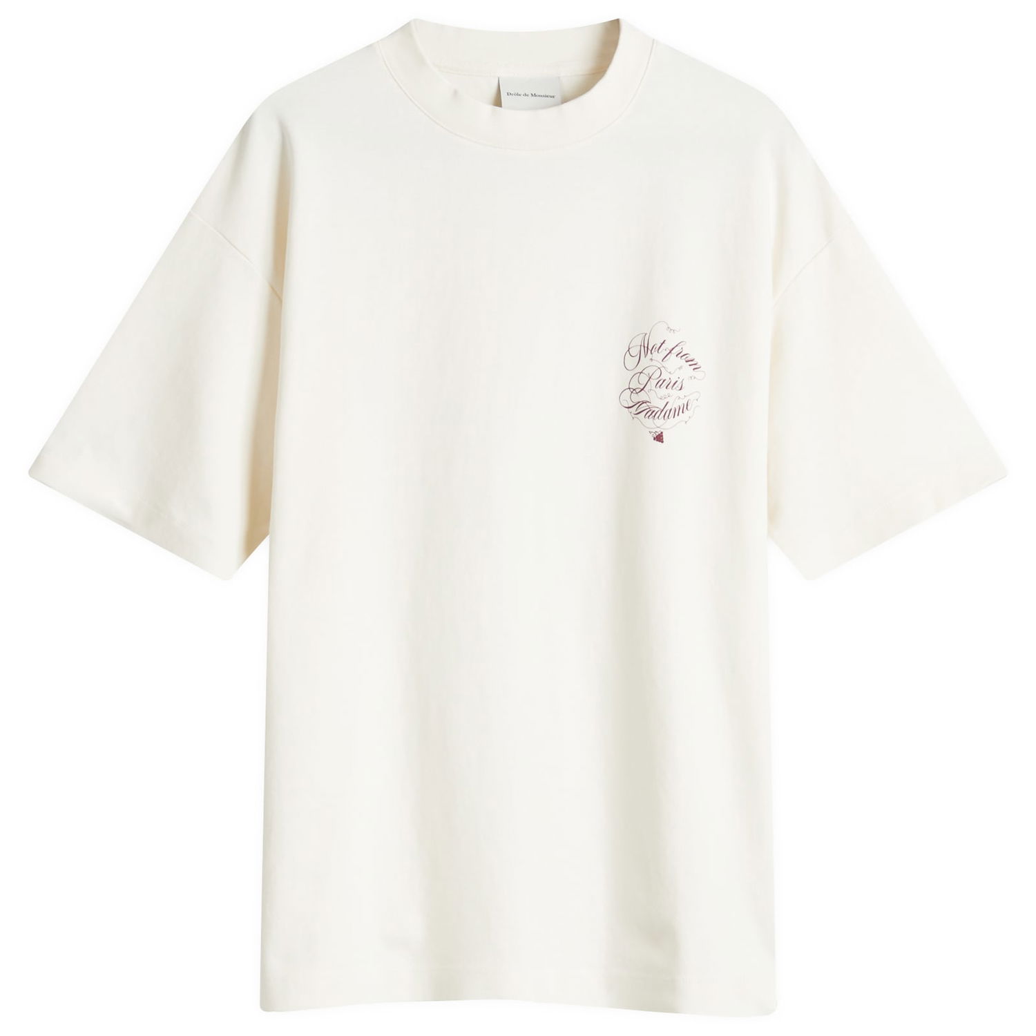Tričko Drôle de Monsieur Drôle de Monsieur Not From Paris Madame Caligraphy T-Shirt, Size Large Biela | F-TS226-CO002-CM, 1