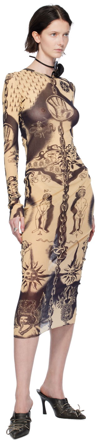 Šaty Jean Paul Gaultier Gaultier Heraldique Mesh Midi Dress Béžová | 23/15-F-RO075-T539-6359, 3