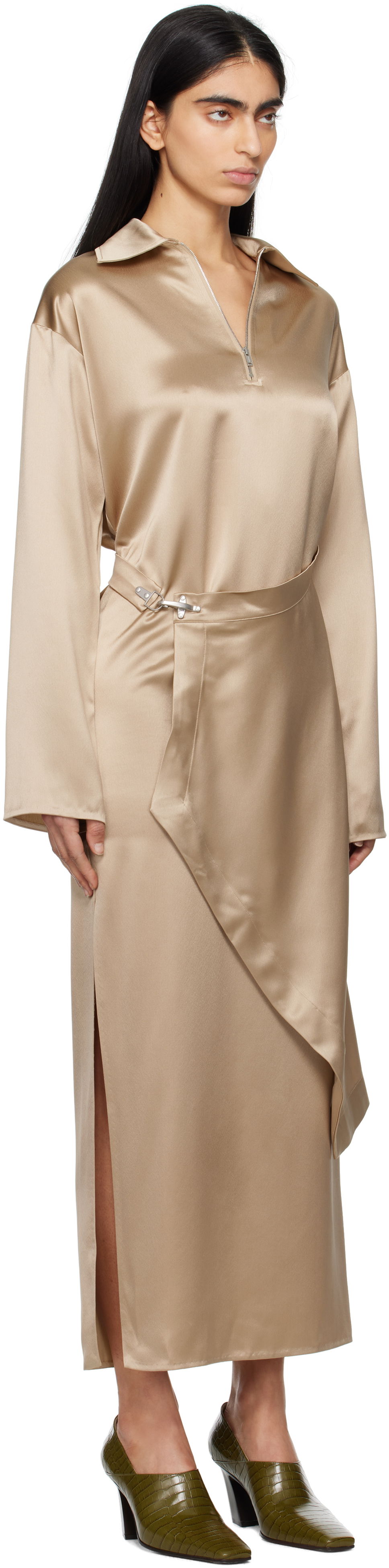 Šaty Nanushka Nanushka Colter Satin Maxi Dress Béžová | NW25RSDR02672, 1