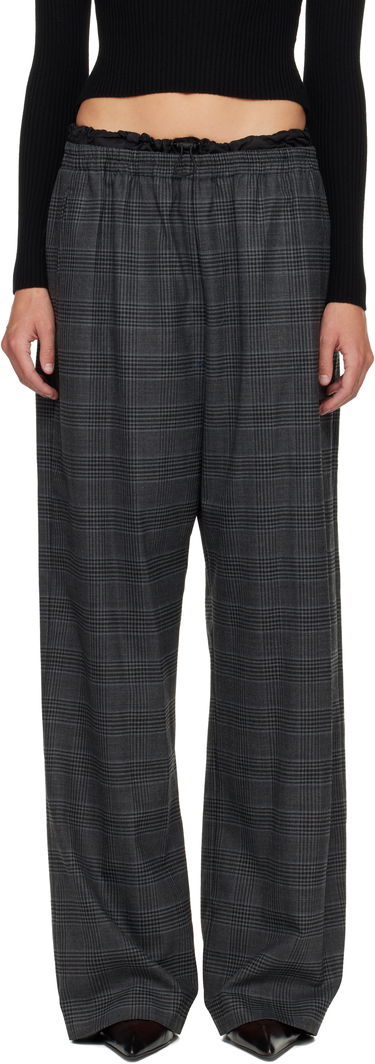 Nohavice Diesel Plaid Wide-leg Drawstring Waist P-Yrite Trousers Šedá | A18382 0DEBS, 0