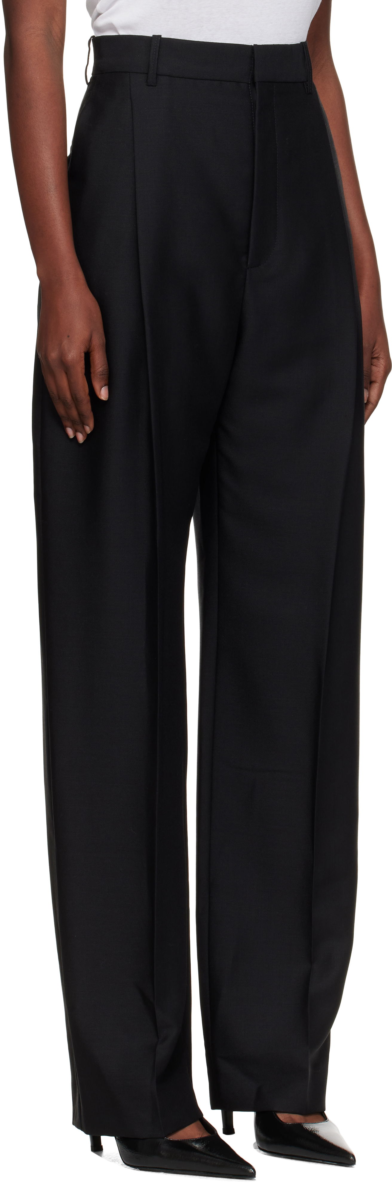 Nohavice WARDROBE.NYC WARDROBE.NYC Mid Rise Trousers Čierna | W2227R20WE, 1