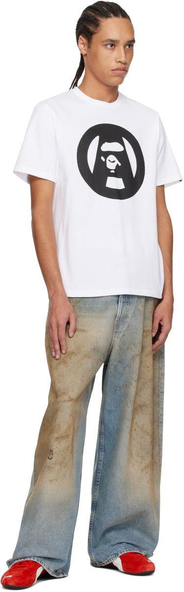 Tričko BAPE A Bathing Ape Stencil Circle Ape Face T-Shirt Biela | 001TEL301053M, 3