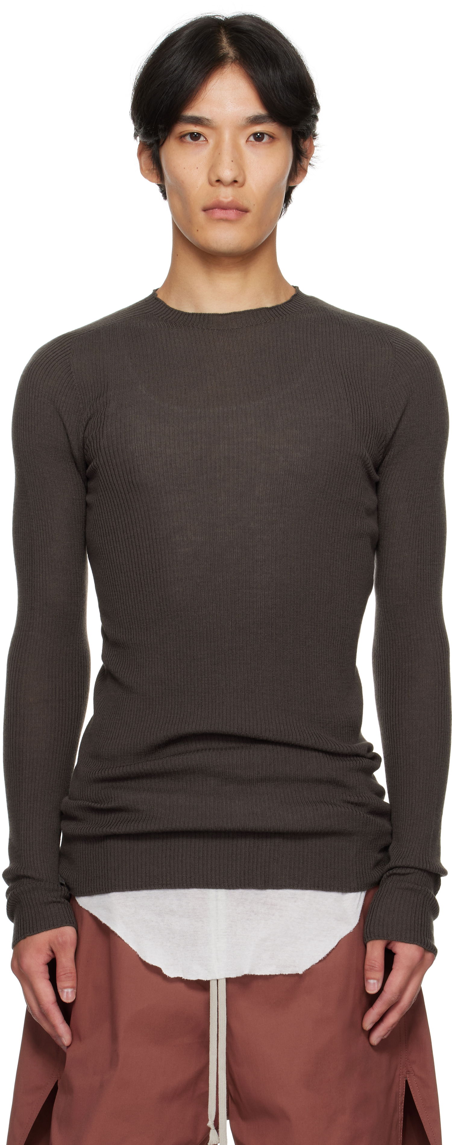 Sveter Rick Owens Rick Owens Concordians Ribbed Sweater Hnedá | RU02E1637 RIBM, 0