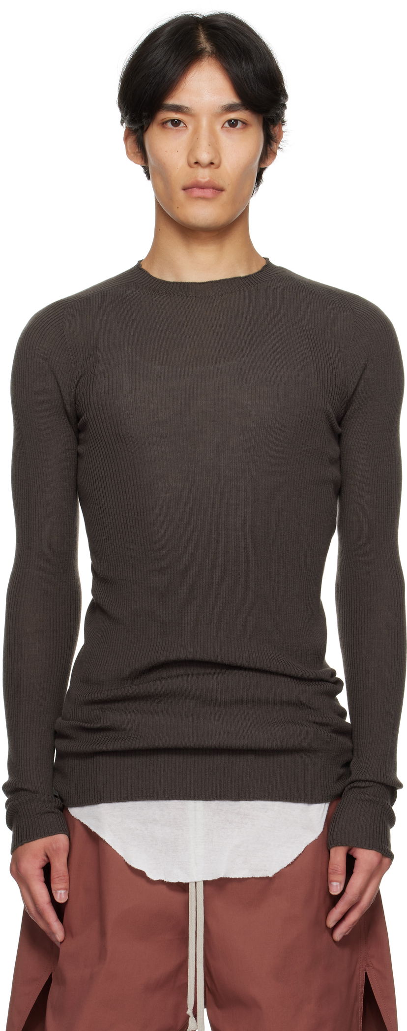 Sveter Rick Owens Rick Owens Concordians Ribbed Sweater Hnedá | RU02E1637 RIBM