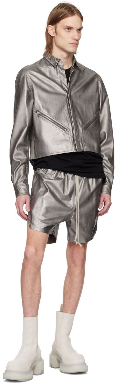 Šortky Rick Owens Rick Owens Hollywood Boxers Leather Shorts Metalická | RR01E5306 LBAM, 3
