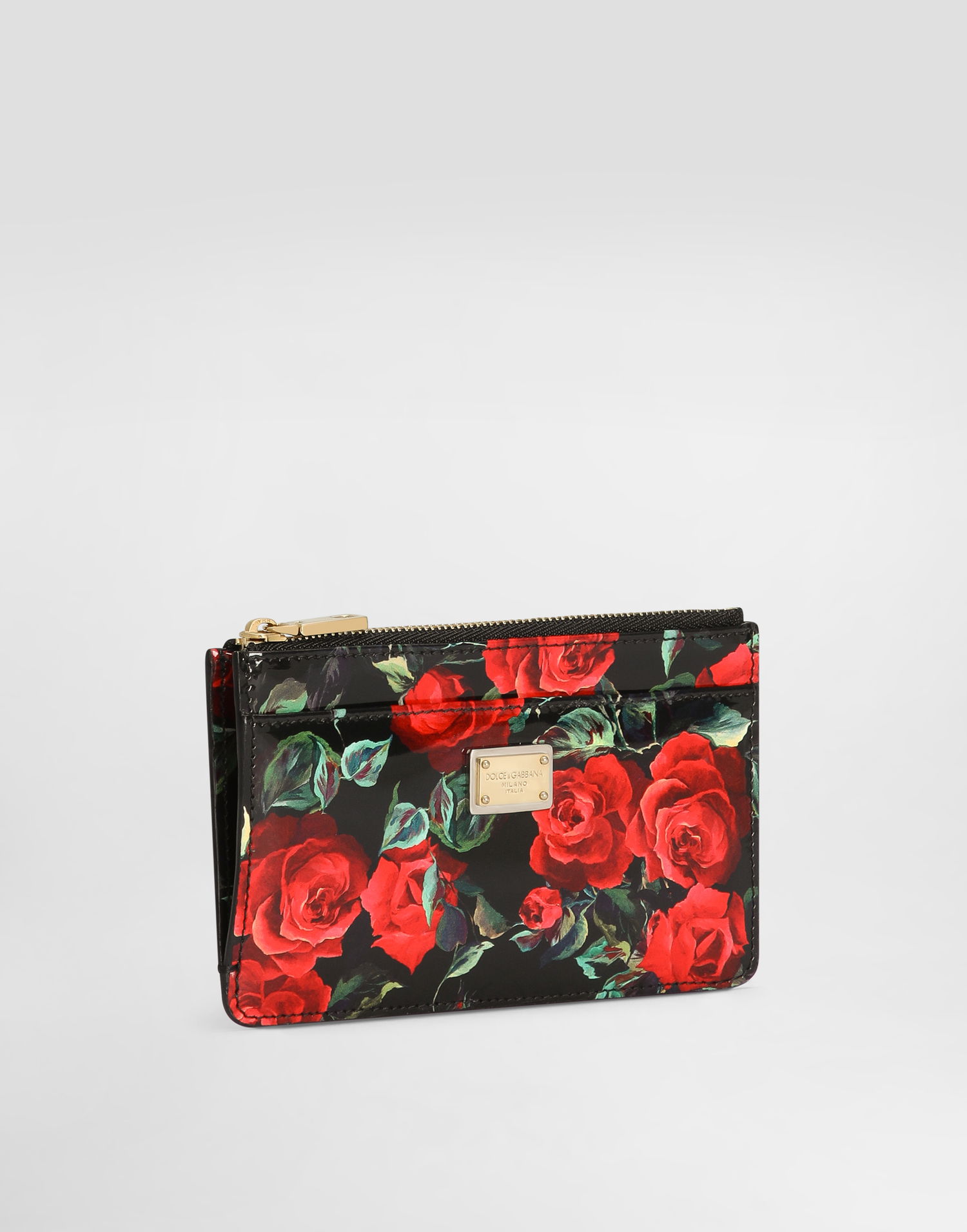 Peňaženka Dolce & Gabbana Dolce & Gabbana Rose Print Polished Calfskin Card Holder Čierna | BI1261A6O23HN5KQ, 1