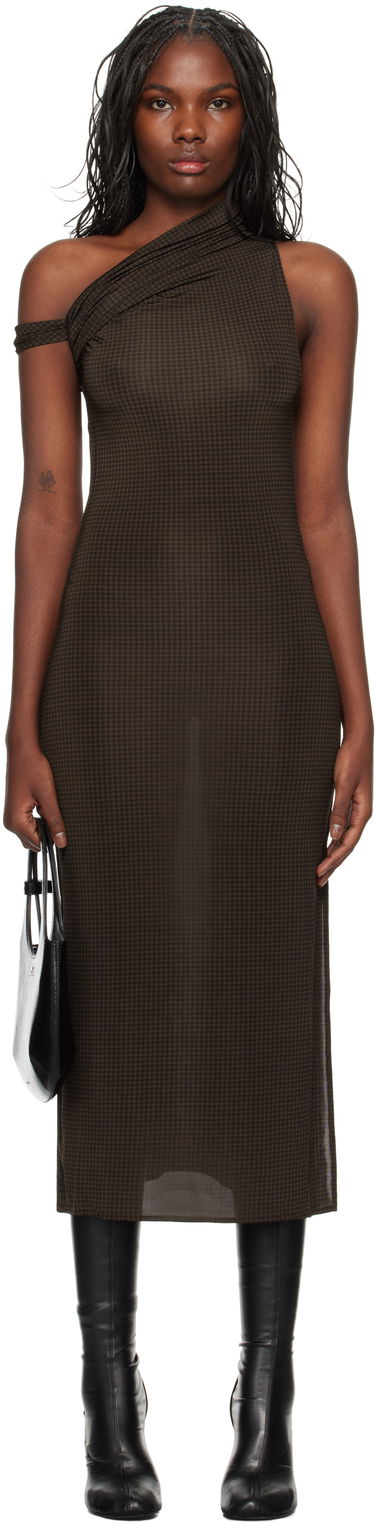 Šaty Courrèges Houndstooth Twist Midi Dress Hnedá | 324JRO450PR0078, 0