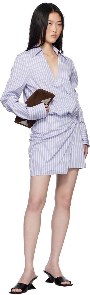 Šaty The Attico Attico Striped Wrap Shirt Mini Dress Fialová | 250WCA00394 CCC051AA, 3