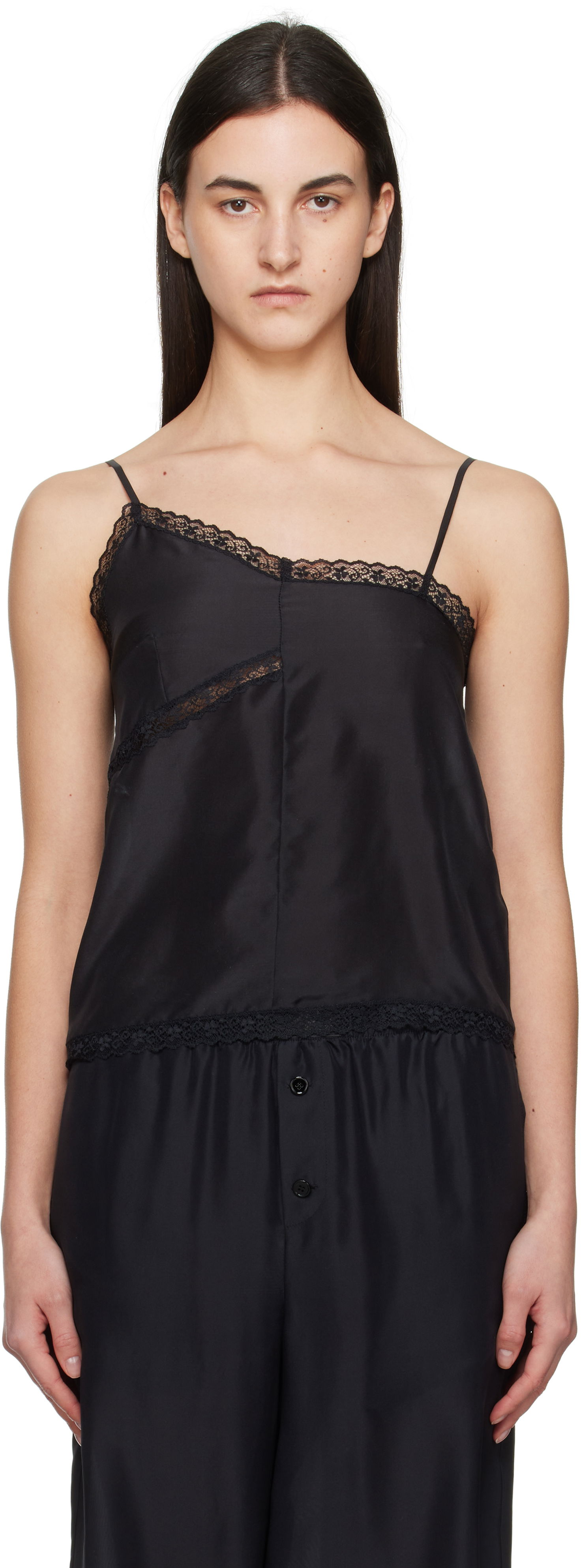 Tielko Maison Margiela MM6 Maison Margiela Twist Silk Camisole Čierna | S52NC0344 M35244, 0