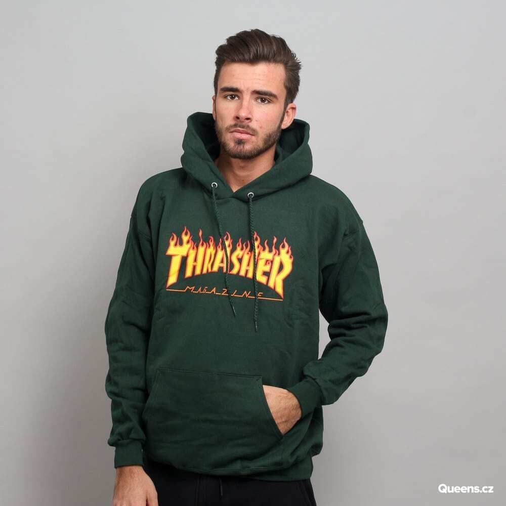 Mikina Thrasher Thrasher Flame Logo Hoodie Zelené | 144464 Forest Green, 0