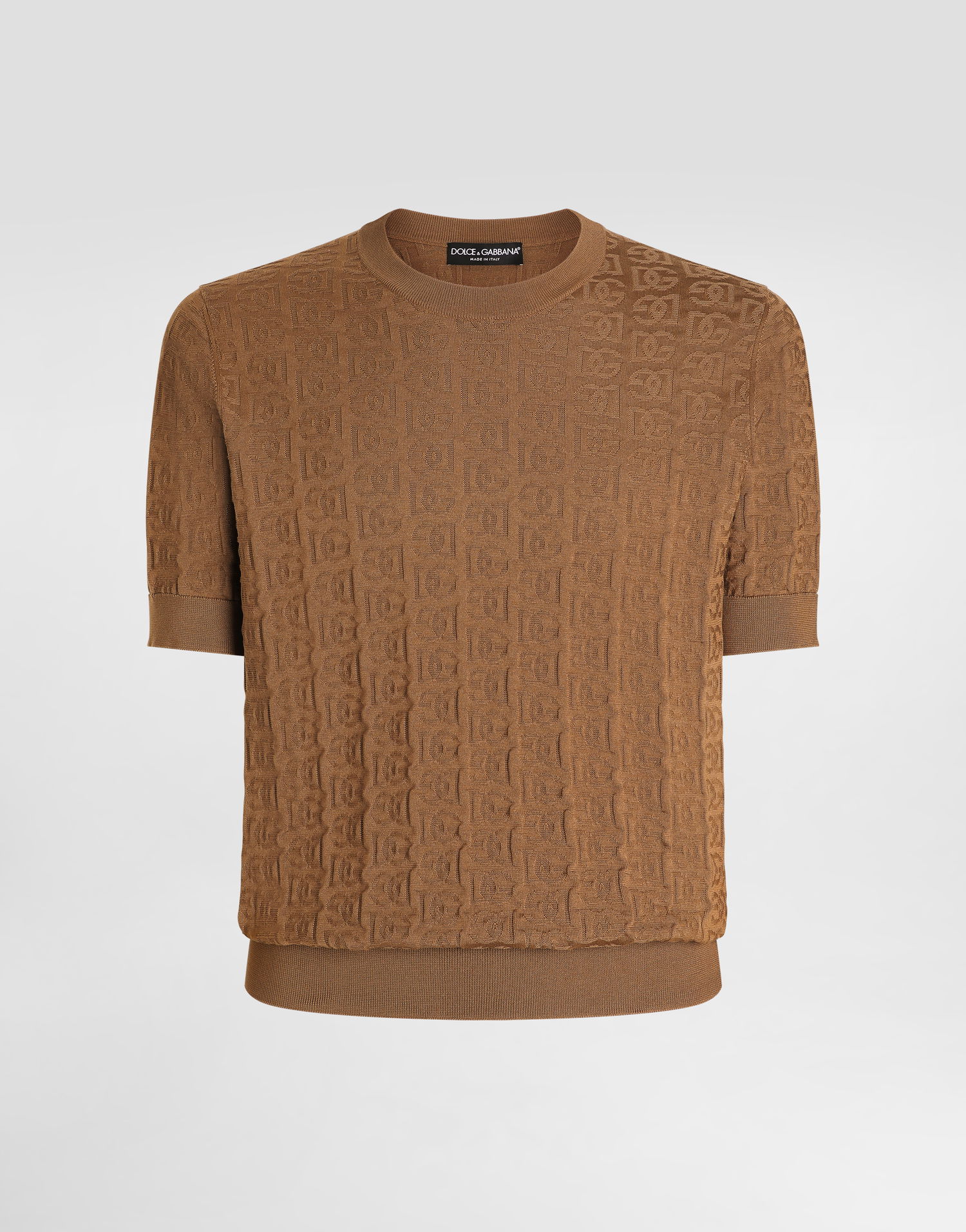 Sveter Dolce & Gabbana Dolce & Gabbana Silk Round-Neck Sweater with DG Logo Embroidery Hnedá | GXX03TJBSKEA0405, 0
