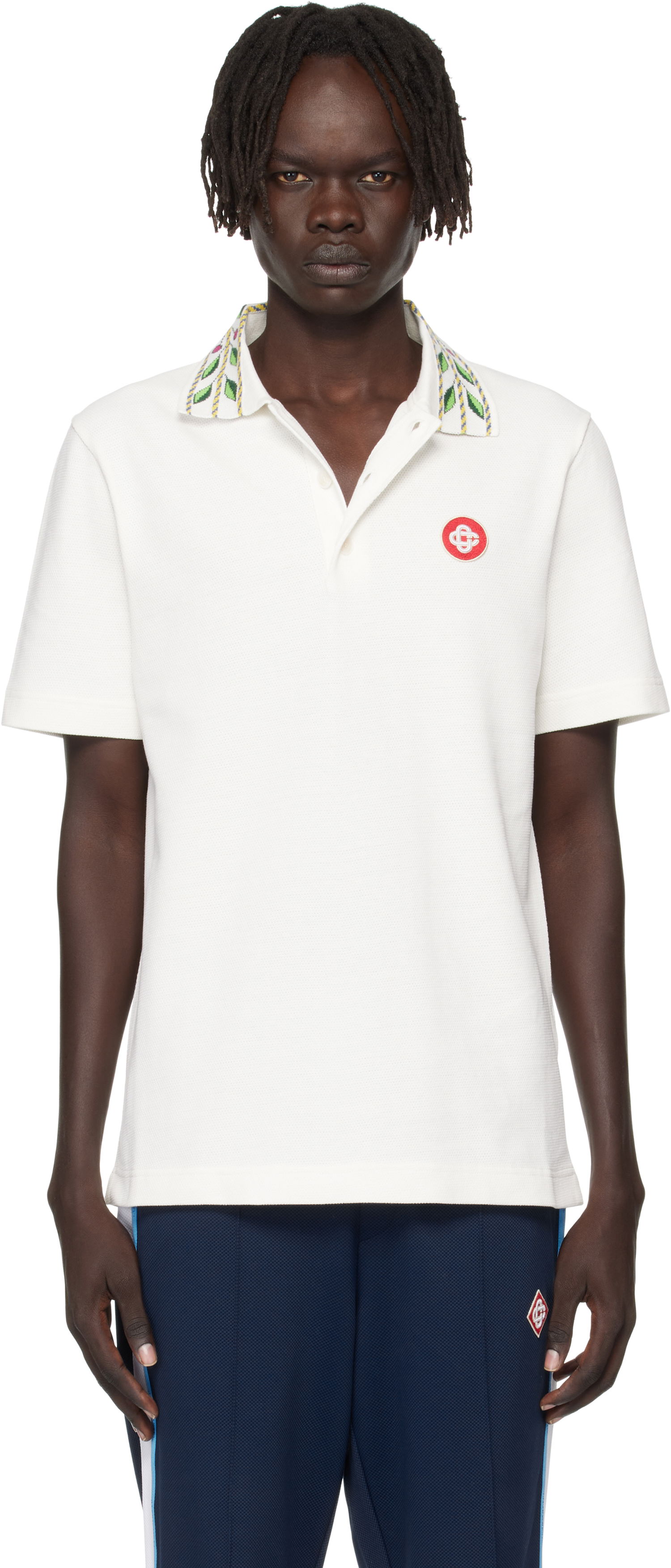 Polo tričko Casablanca Casablanca Classic Laurel Pique Polo Biela | MPF25-JTP-243-01, 0