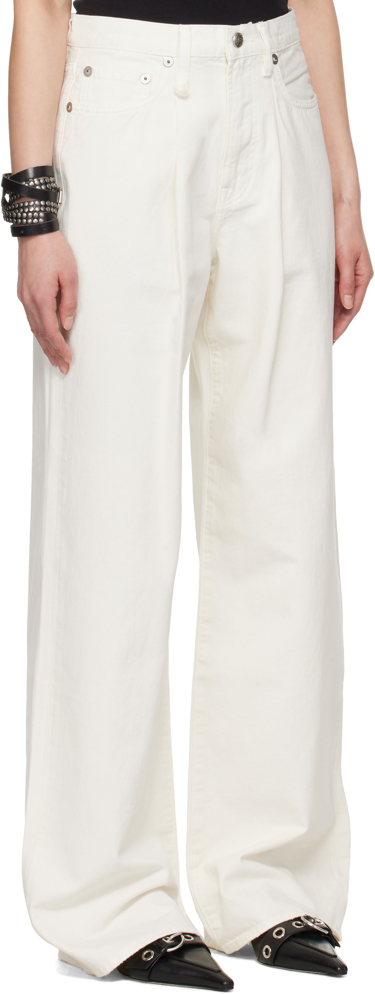 Džínsy R13 R13 Damon Pleated Wide Leg Jeans Biela | R13W3147-D298A, 1