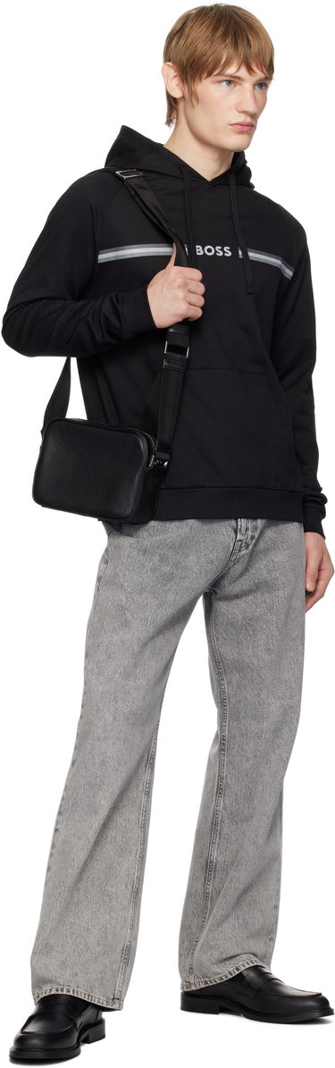 Taška cez rameno BOSS BOSS Embossed-Logo Leather Reporter Bag Čierna | 50536151, 3