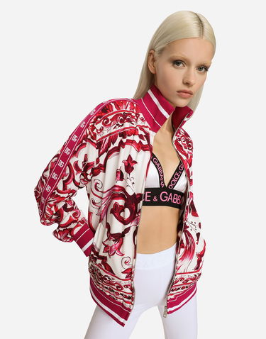 Mikina Dolce & Gabbana Zip-up Cady Sweatshirt With Majolica Print Červená | F9Q75TFPIAHH63TN, 3