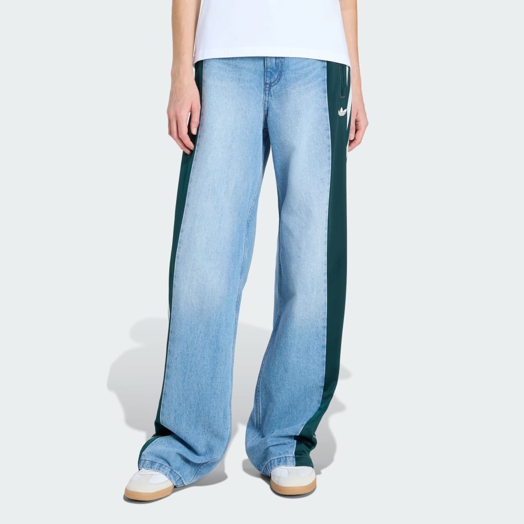 Nohavice adidas Originals adidas Originals Athletic Dept Firebird Denim Wide Leg Pants Modrá | KF2318, 0