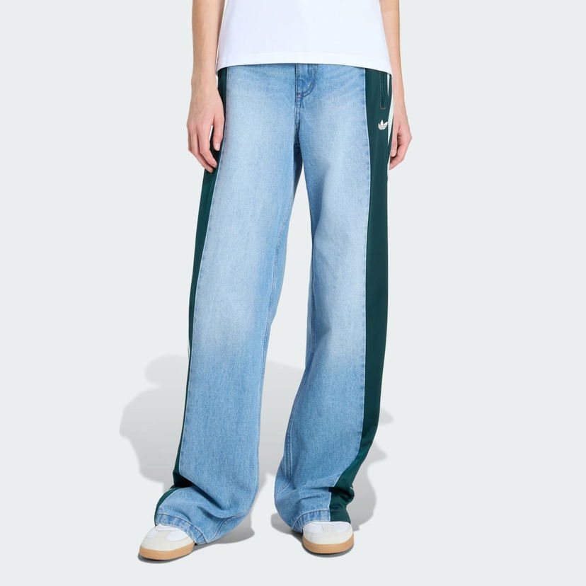 Nohavice adidas Originals adidas Originals Athletic Dept Firebird Denim Wide Leg Pants Modrá | KF2318
