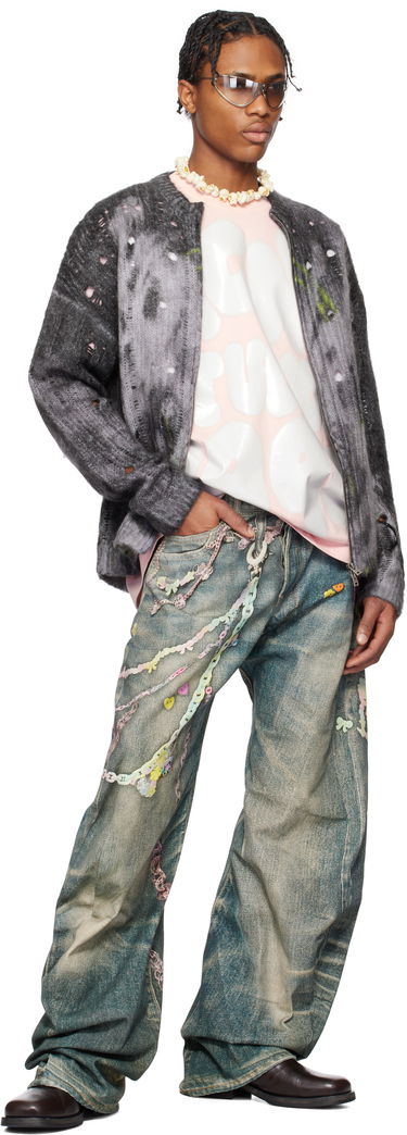 Sveter Acne Studios Acne Studios Printed Knit Cardigan Šedá | B60356-, 3