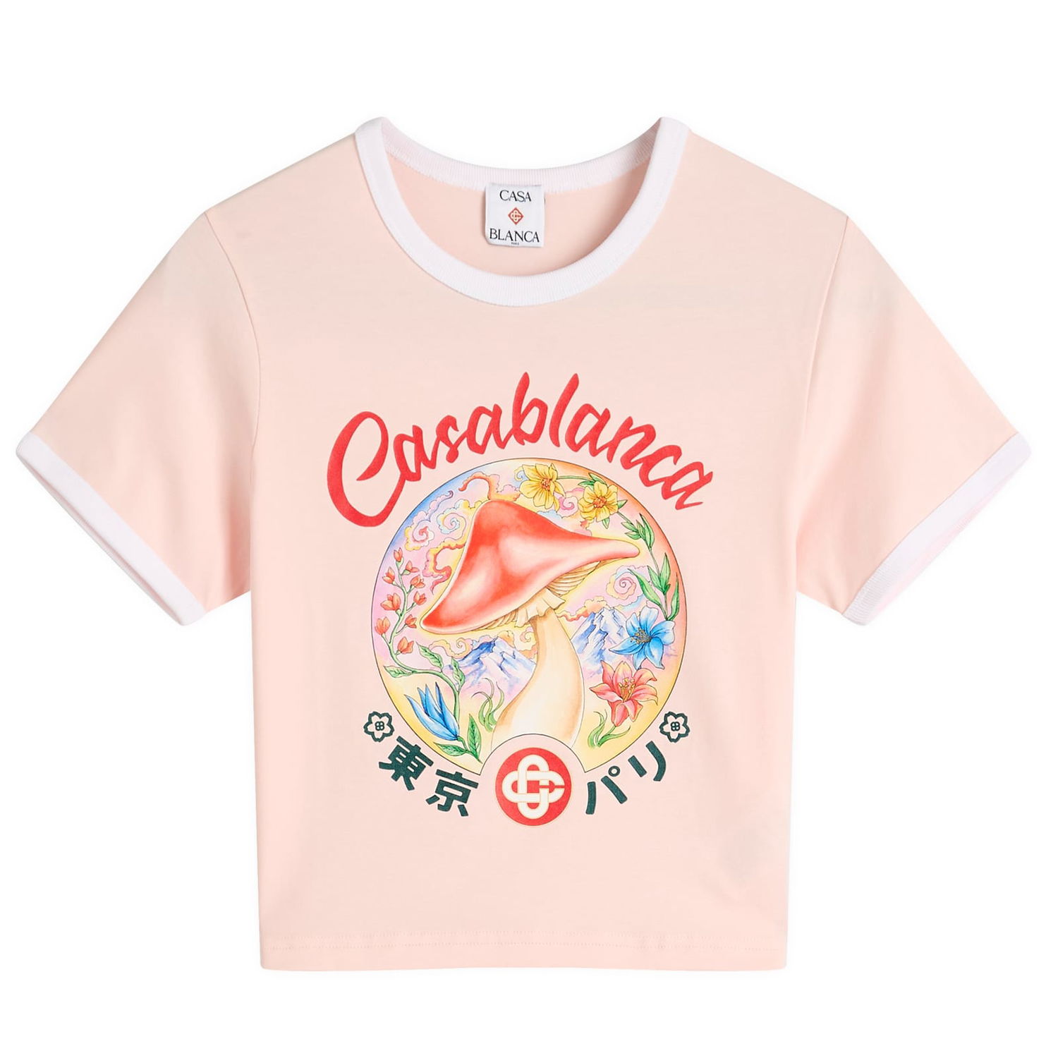 Crop Top Casablanca Casablanca Mushroom Emblem Printed Cropped T-Shirt Ružová | WPF25-JTS-009-03, 0