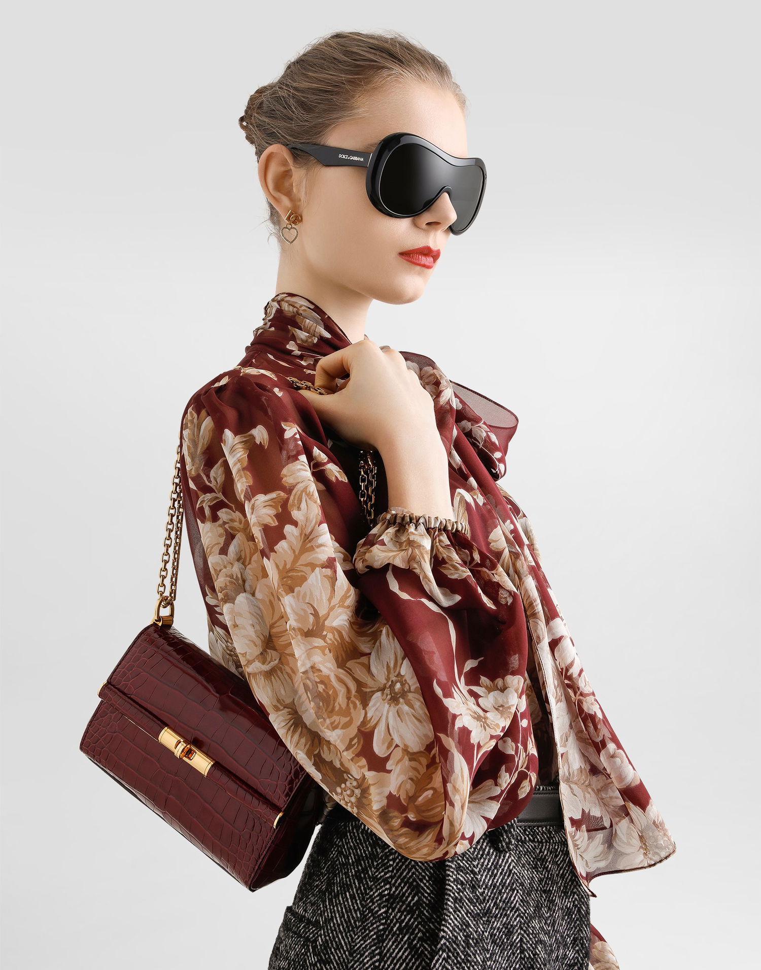 Kabelka Dolce & Gabbana Dolce & Gabbana Marlene City Mini Polished Alligator Shoulder/Crossbody Bag Vínová | BB7766A2R0880346, 1