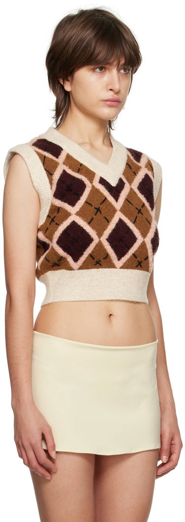 Vesta GUIZIO Guizio Cardiff Argyle Knit Vest Hnedá | DGS21K904B_BRN, 1