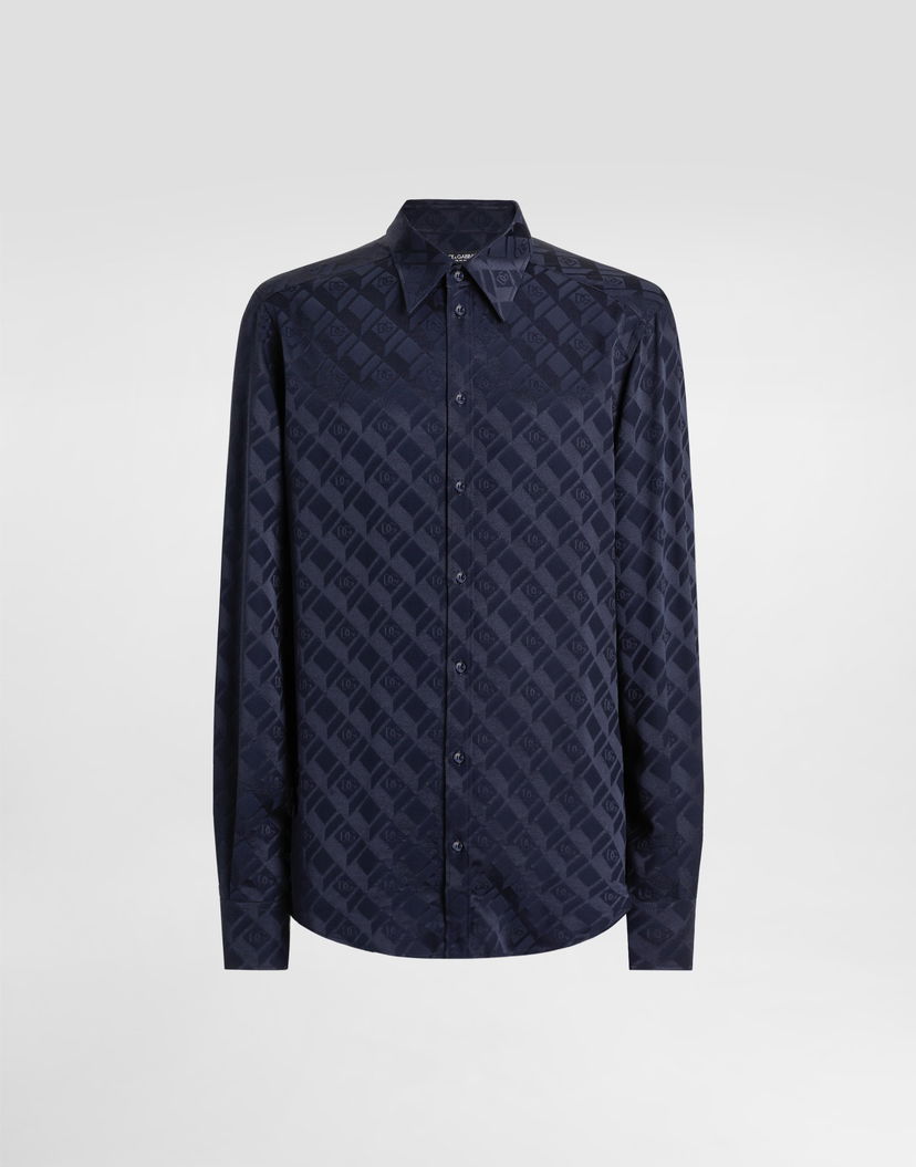 Košeľa Dolce & Gabbana Martini Shirt Logo Silk Jacquard Navy | G5ML1TFJ1KCB0665