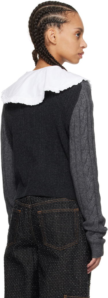 Sveter GANNI Ganni Cashmere Blend Tie Front Cardigan Šedá | K2413, 2