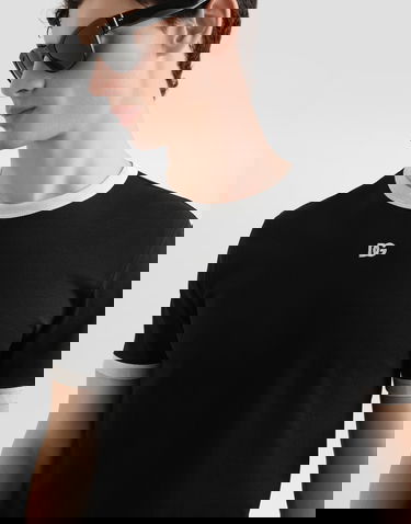 Tričko Dolce & Gabbana Cotton Ringer T-shirt with DG Logo Embroidery Čierna | G8PV1ZG7PJ4N0000, 3