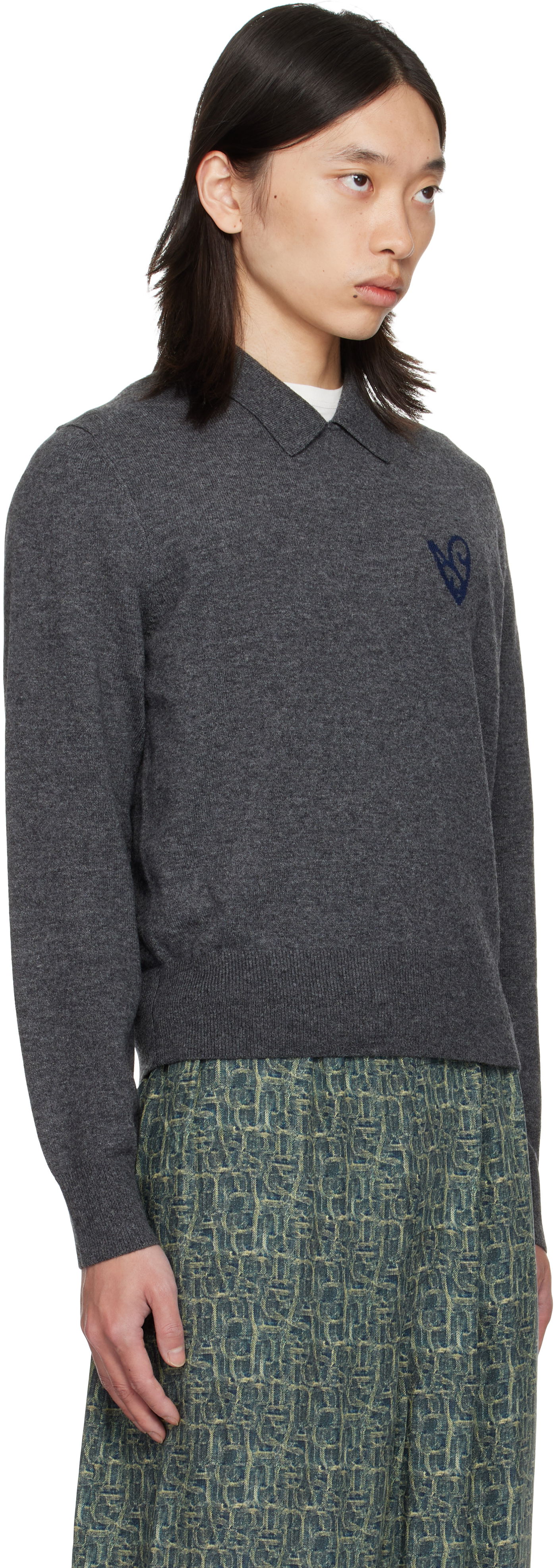 Sveter Acne Studios Acne Studios Yak Wool Polo Sweater Šedá | B60380-, 1