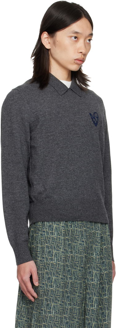 Sveter Acne Studios Acne Studios Yak Wool Polo Sweater Šedá | B60380-, 1