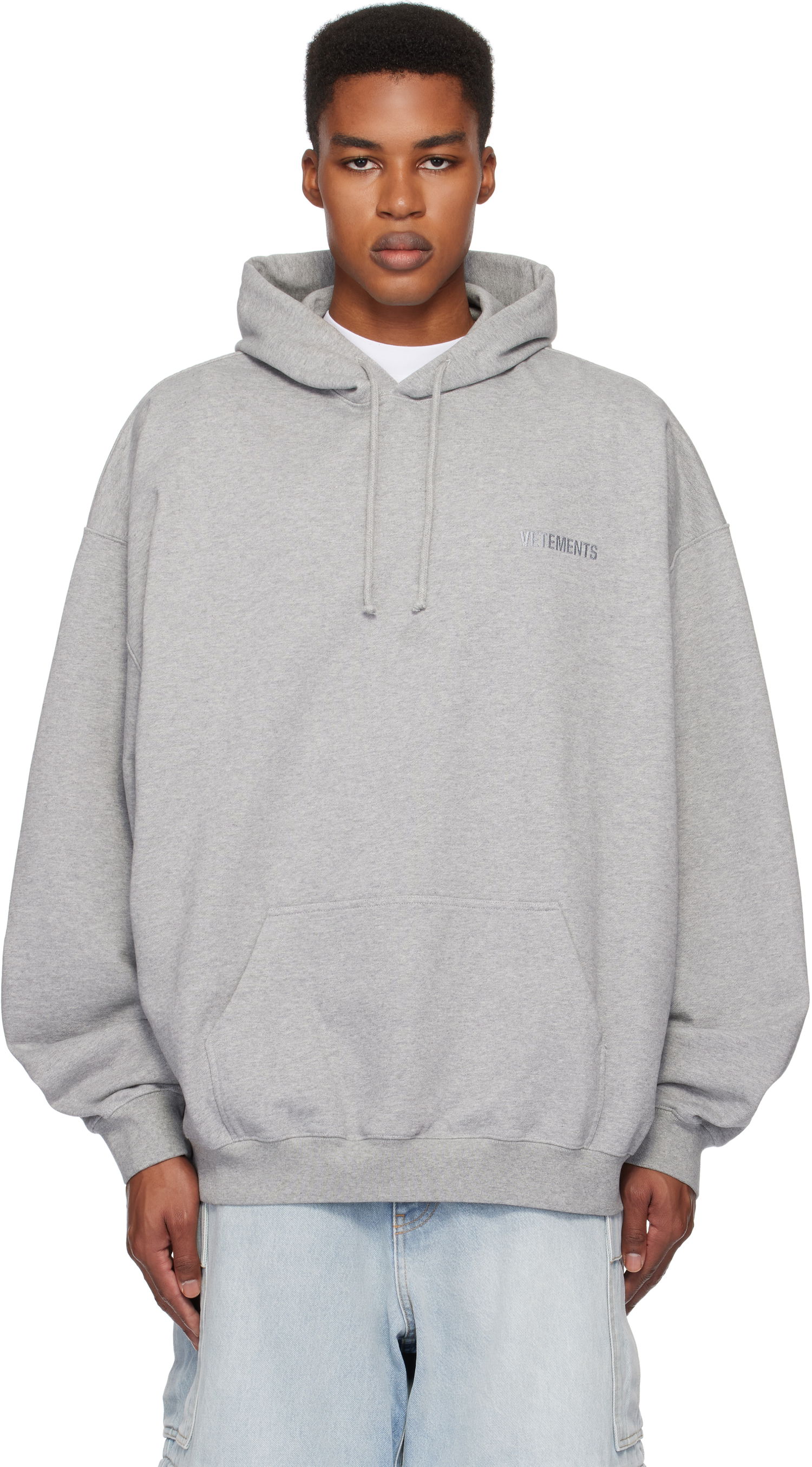 Mikina VETEMENTS Embroidered Logo Oversized Hoodie Šedá | UA66HD780G, 0
