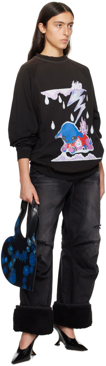 Sveter We11done We11done Distressed Graphic Sweatshirt Čierna | WD-TS3-23-868-U-BK, 3