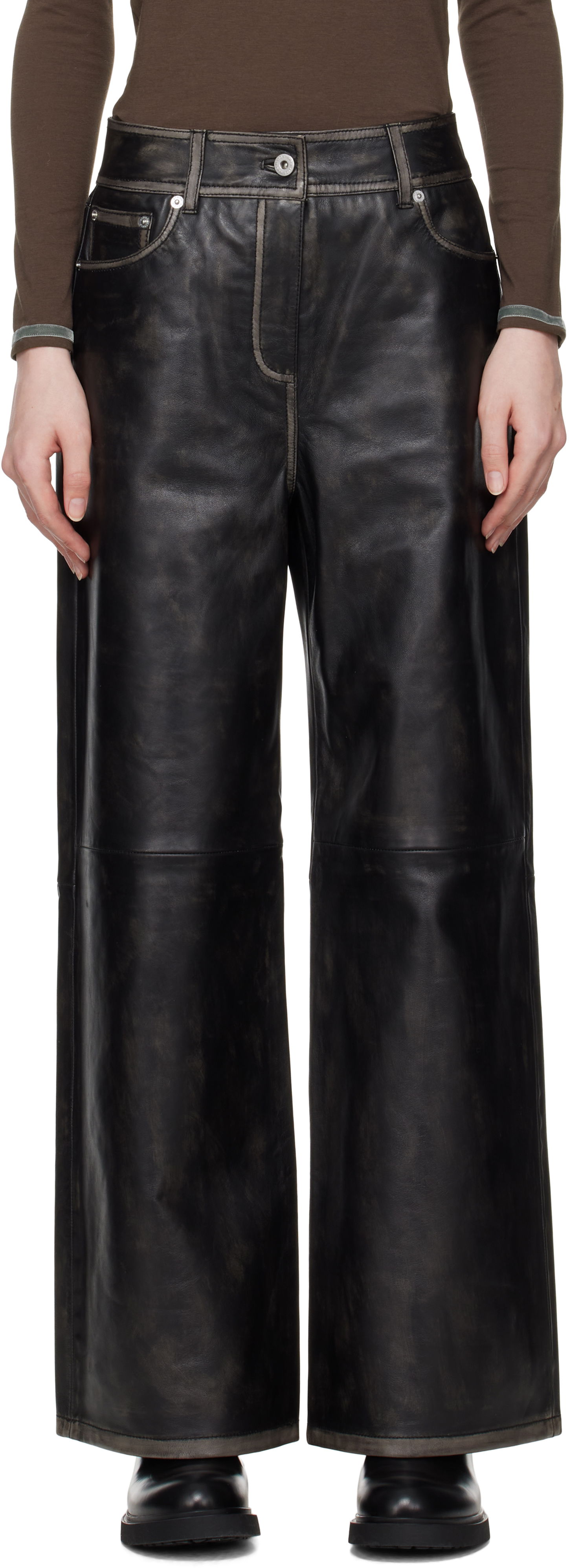 Stand Studio Mylah Wide-Leg Leather Pants