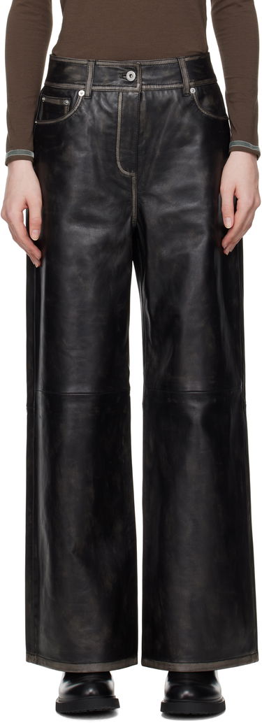 Nohavice STAND STUDIO Stand Studio Mylah Wide-Leg Leather Pants Čierna | 66393-7830, 0